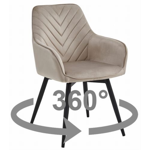 Chaise - Velours Beige Foncé / Pieds Noirs X 1 60x50x50