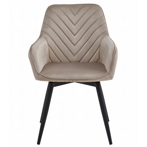 Chaise - Velours Beige Foncé / Pieds Noirs X 1 60x50x50