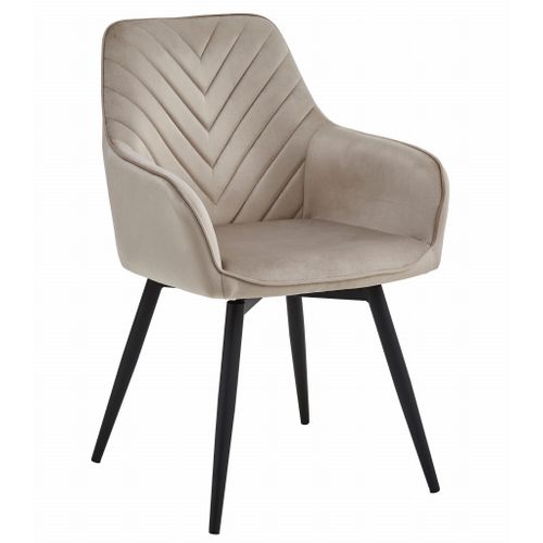 Chaise - Velours Beige Foncé / Pieds Noirs X 1 60x50x50