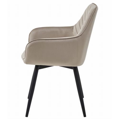 Chaise - Velours Beige Foncé / Pieds Noirs X 1 60x50x50