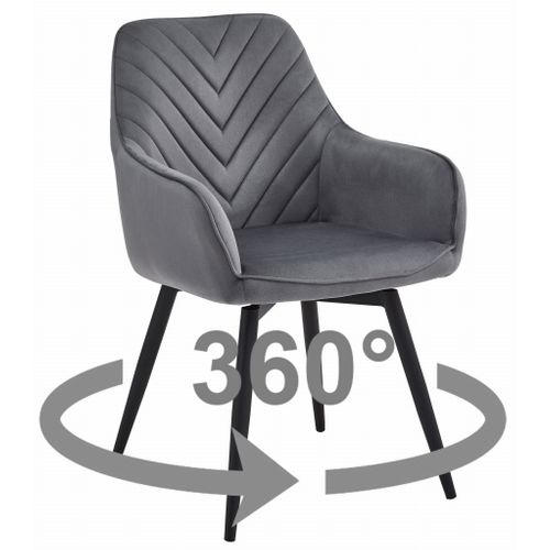 Chaise - Velours Gris Foncé / Pieds Noirs X 1 60x50x50