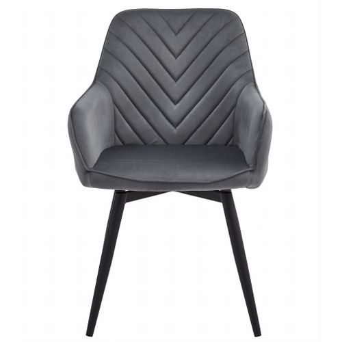 Chaise - Velours Gris Foncé / Pieds Noirs X 1 60x50x50