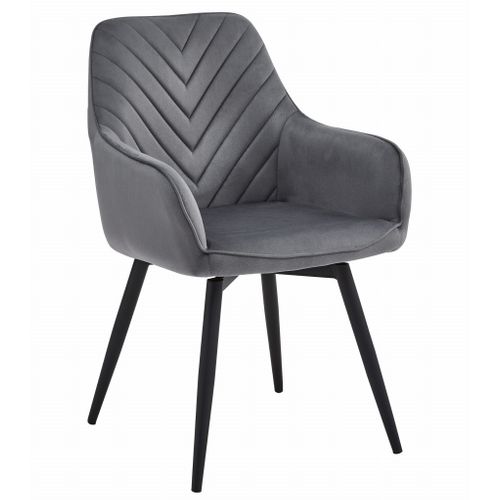 Chaise - Velours Gris Foncé / Pieds Noirs X 1 60x50x50