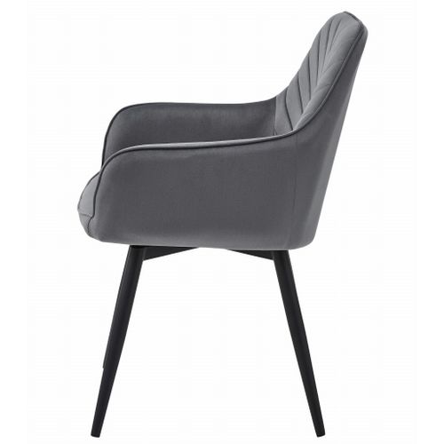 Chaise - Velours Gris Foncé / Pieds Noirs X 1 60x50x50