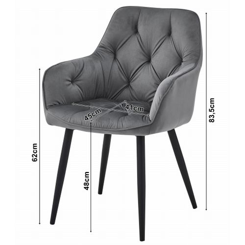 Chaise Jork - Velours Noir/pieds Noirs X 2 66x51x58