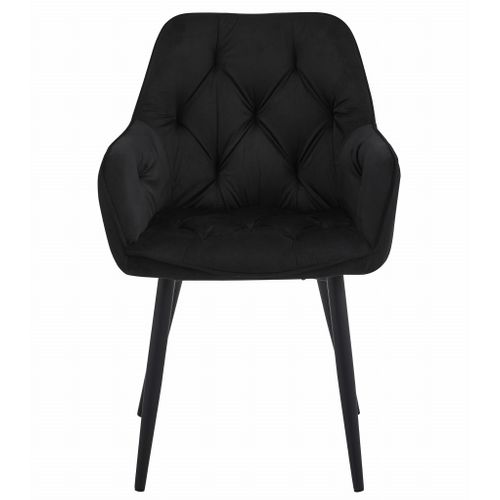Chaise Jork - Velours Noir/pieds Noirs X 2 66x51x58