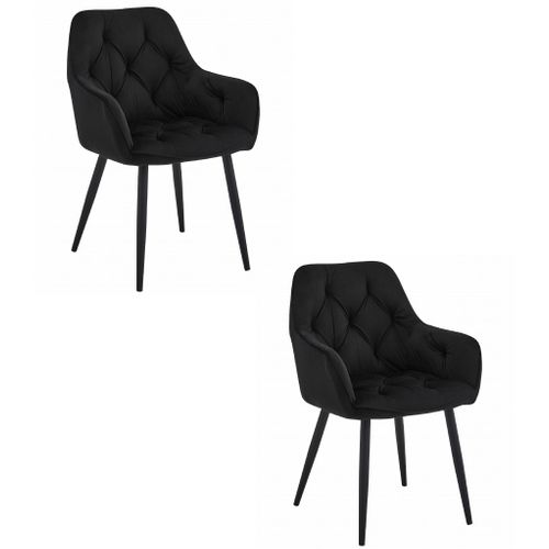 Chaise Jork - Velours Noir/pieds Noirs X 2 66x51x58
