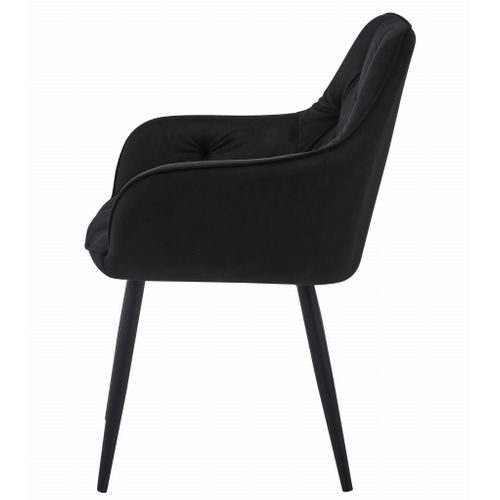 Chaise Jork - Velours Noir/pieds Noirs X 2 66x51x58