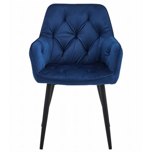 Chaise Jork - Velours Bleu Marine/pieds Noirs X 2 66x51x58