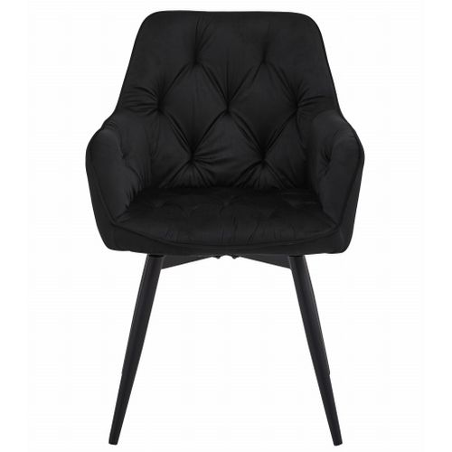 Chaise - Velours Noir / Pieds Noirs X 2 66x51x58