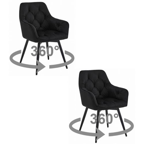 Chaise - Velours Noir / Pieds Noirs X 2 66x51x58