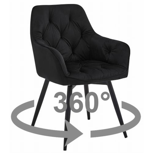 Chaise - Velours Noir / Pieds Noirs X 2 66x51x58