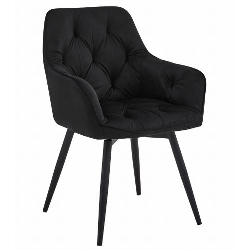 Chaise - Velours Noir / Pieds Noirs X 2 66x51x58