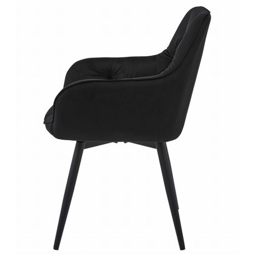 Chaise - Velours Noir / Pieds Noirs X 2 66x51x58
