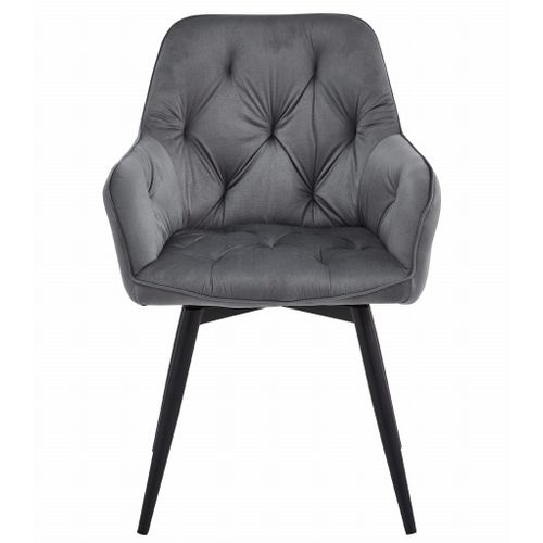 Chaise - Velours Gris Foncé/pieds Noirs X 2 66x51x58