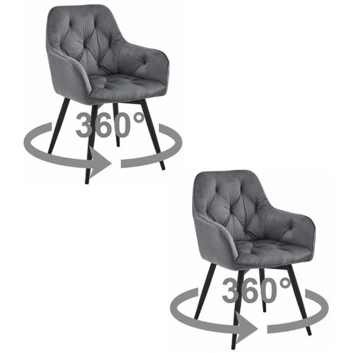 Chaise - Velours Gris Foncé/pieds Noirs X 2 66x51x58