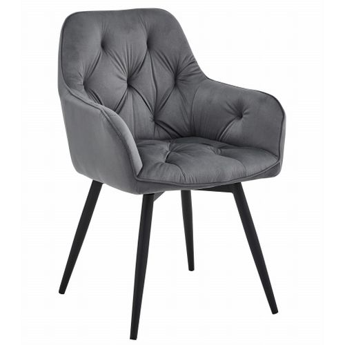 Chaise - Velours Gris Foncé/pieds Noirs X 2 66x51x58