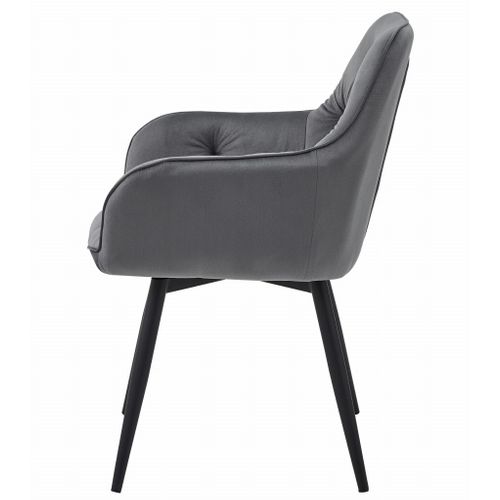 Chaise - Velours Gris Foncé/pieds Noirs X 2 66x51x58