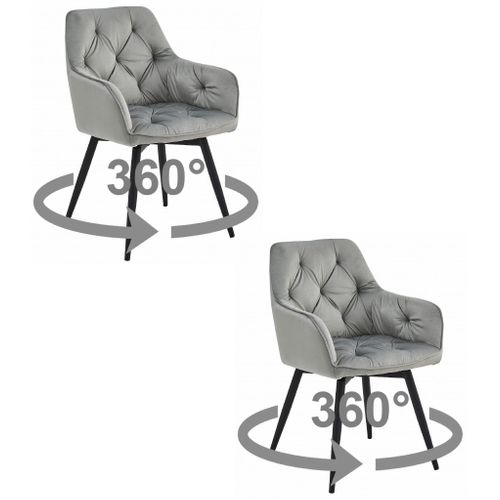 Chaise - Velours Gris Argenté/pieds Noirs X 2 66x51x58