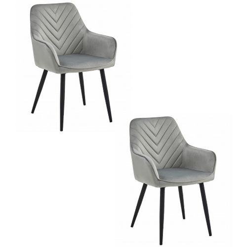 Chaise Nana - Velours Gris Argenté/pieds Noirs X 2 66x51x58