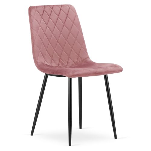 Chaise Turin - Velours Rose / Pieds Noirs X 2 60x50x50
