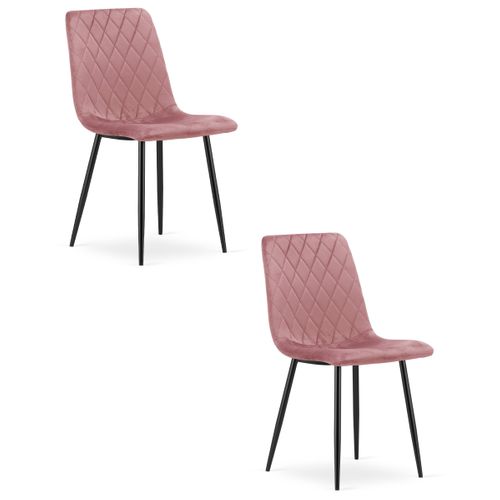Chaise Turin - Velours Rose / Pieds Noirs X 2 60x50x50