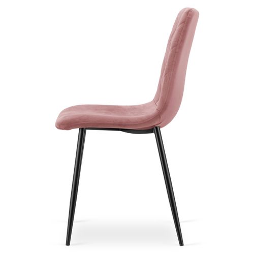 Chaise Turin - Velours Rose / Pieds Noirs X 2 60x50x50