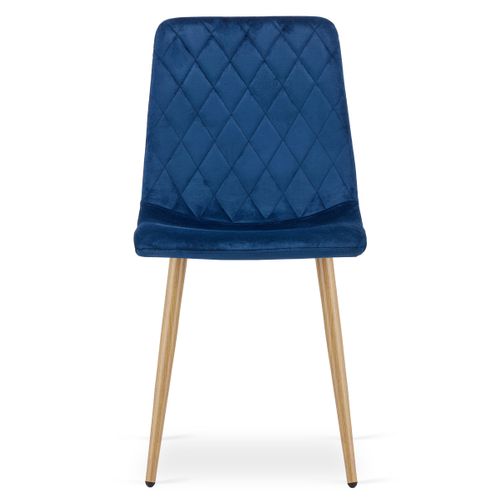 Chaise Turin - Velours Bleu Marine / Pieds Couleur Bois X 1 60x50x50