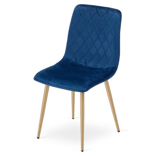 Chaise Turin - Velours Bleu Marine / Pieds Couleur Bois X 1 60x50x50
