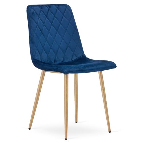 Chaise Turin - Velours Bleu Marine / Pieds Couleur Bois X 1 60x50x50