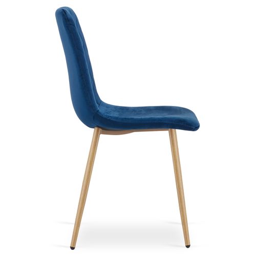 Chaise Turin - Velours Bleu Marine / Pieds Couleur Bois X 1 60x50x50