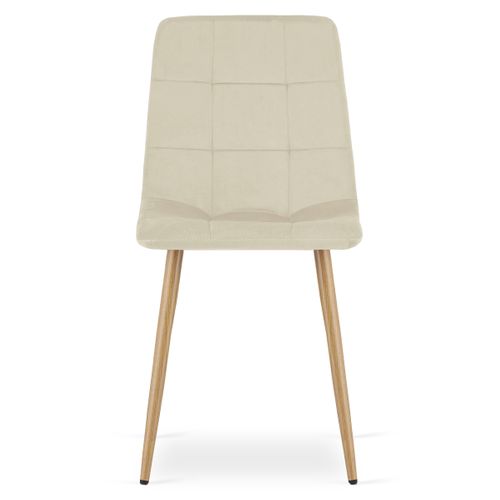 Chaise Kara - Velours Beige Clair / Pieds Couleur Bois X 1 60x50x50