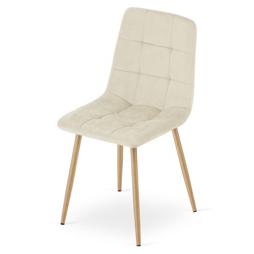 Chaise Kara - Velours Beige Clair / Pieds Couleur Bois X 1 60x50x50