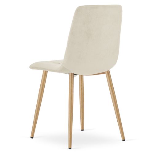 Chaise Kara - Velours Beige Clair / Pieds Couleur Bois X 1 60x50x50