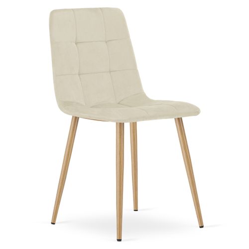 Chaise Kara - Velours Beige Clair / Pieds Couleur Bois X 4 67x58x59