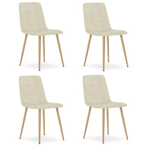 Chaise Kara - Velours Beige Clair / Pieds Couleur Bois X 4 67x58x59