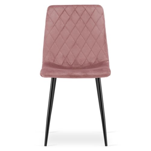 Chaise Turin - Velours Rose / Pieds Noirs X 3 67x58x59