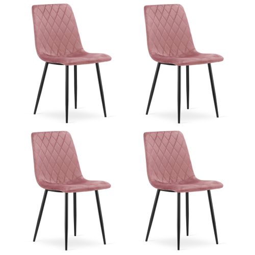 Chaise Turin - Velours Rose / Pieds Noirs X 4 67x58x59