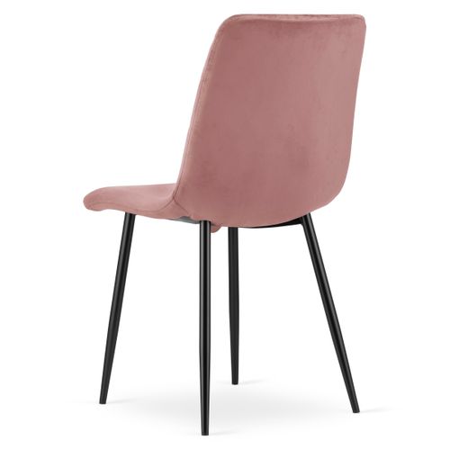 Chaise Turin - Velours Rose / Pieds Noirs X 4 67x58x59