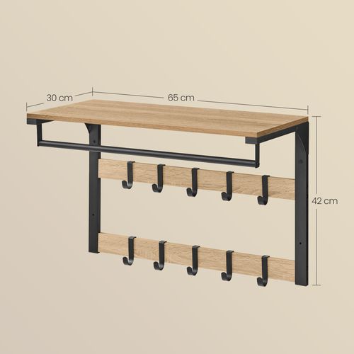 Étagère Murale Avec Crochets - Sonoma - 70x7x34