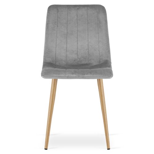 Chaise Lava - Velours Gris Clair/pieds Couleur Bois X 1 61x41x52