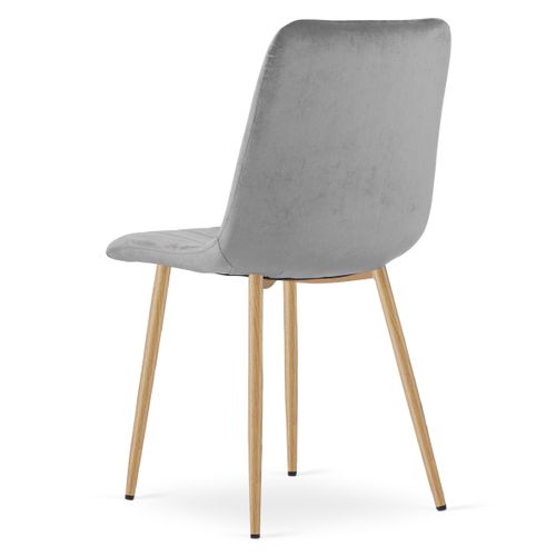 Chaise Lava - Velours Gris Clair/pieds Couleur Bois X 1 61x41x52