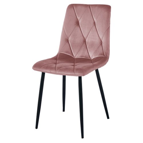 Chaise Libra - Velours Rose / Pieds Noirs X 1 61x41x52