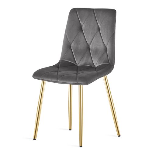 Chaise Libra - Velours Gris Foncé / Pieds Couleur Dorée X 1 61x41x52