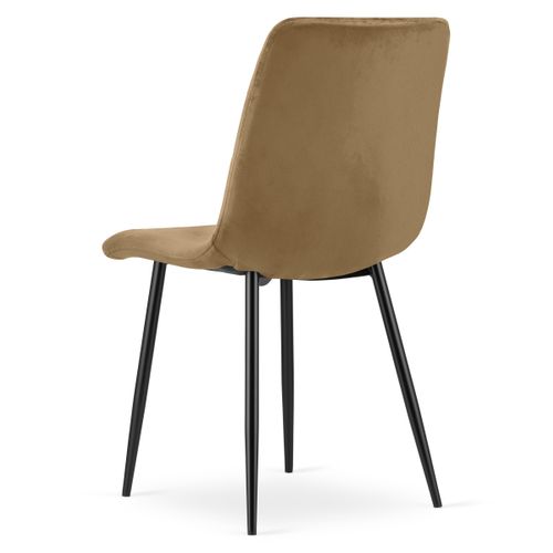 Chaise Turin - Velours Brun / Pieds Noirs X 1 - 61x41x52