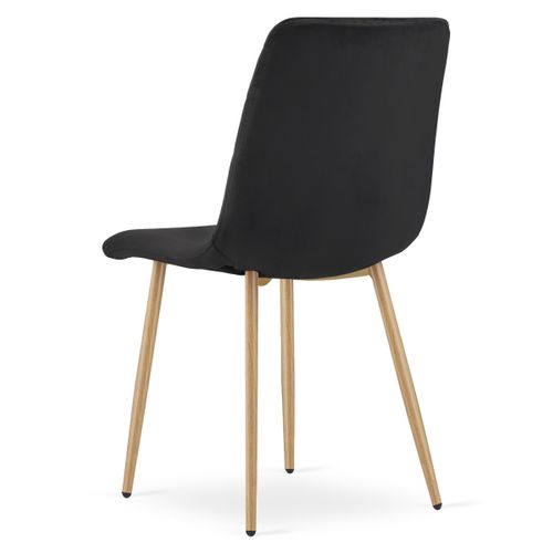 Chaise Turin - Velours Noir / Pieds Couleur Bois X 1 61x41x52