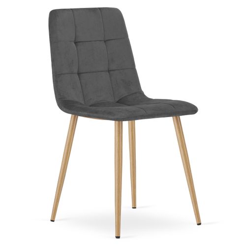 Chaise Kara - Velours Gris Foncé / Pieds Couleur Bois X 1 61x41x52