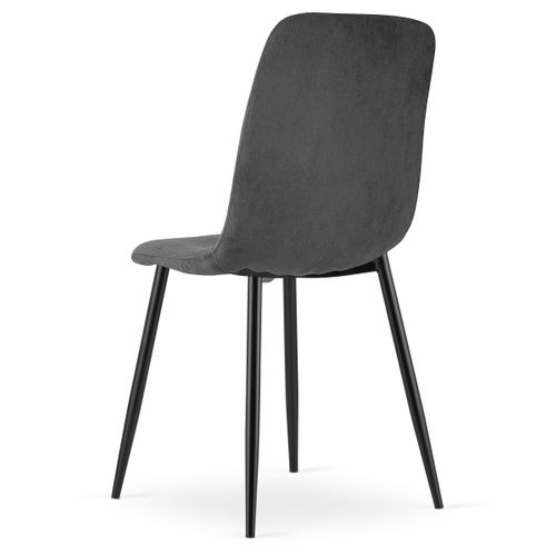 Chaise Rift - Velours Côtelé Gris / Pieds Noirs X 1 61x41x52