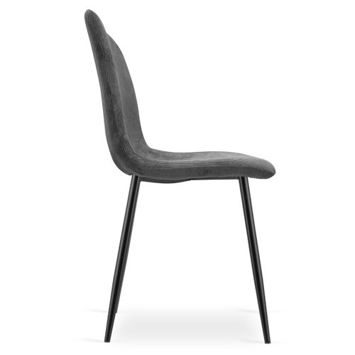 Chaise Rift - Velours Côtelé Gris / Pieds Noirs X 1 61x41x52