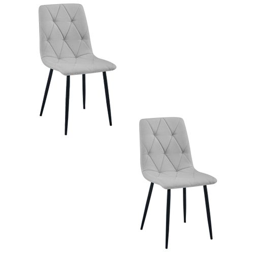 Chaise Libra - Tissu Gris Clair/pieds Noirs X 2 61x52x51